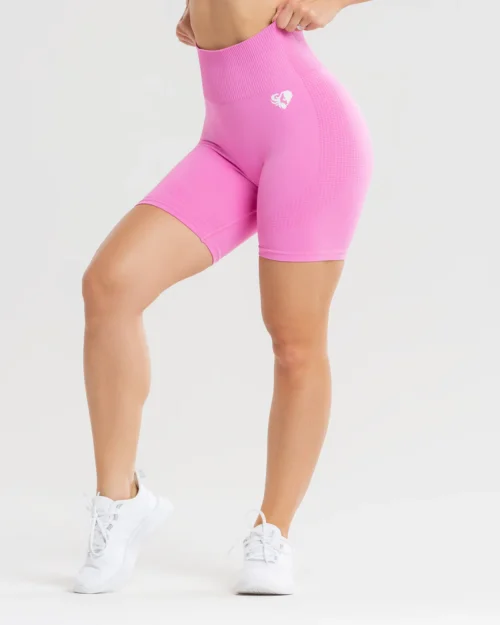 Power Seamless Pink Cycling Shorts - Image 2